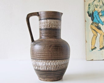 SPARA Keramik Brown and Beige Mid Century Vase, West German Pottery