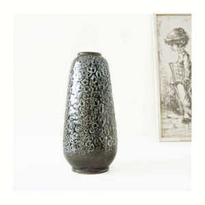 Fat Lava Vase l Black & Green, Mid Century,  German Pottery