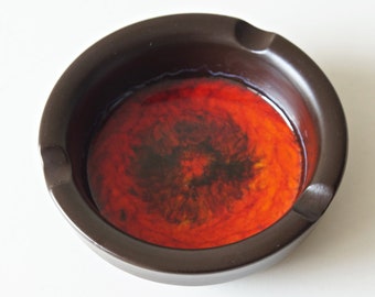 Mid Century ceramic ashtray, brown and orange, made in Holland