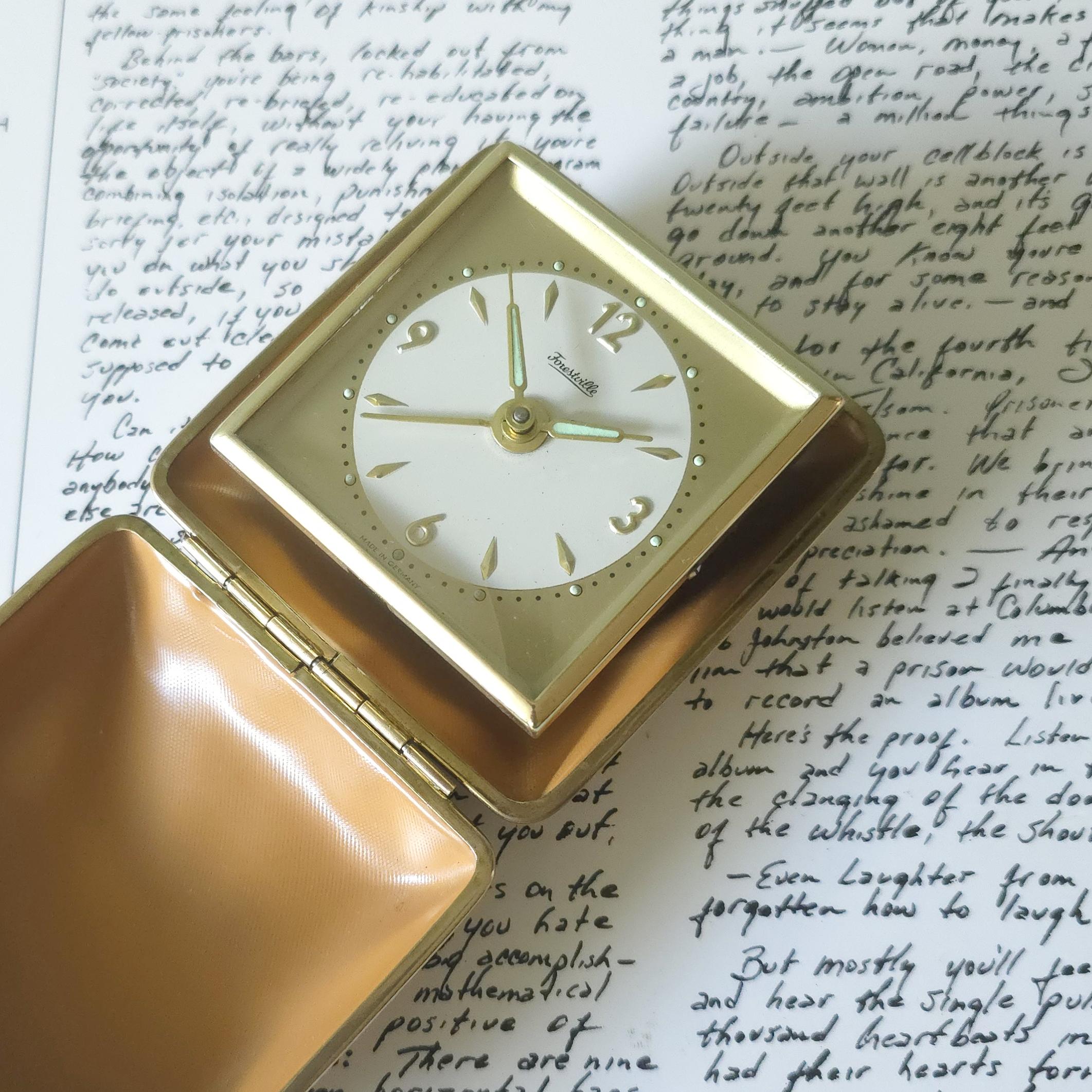 Forestville Brass Travel Alarm Clock | Beige Case, Mid Century