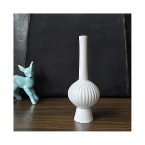 Edelstein White Mid-Century Porcelain Vase – Relief Decor - Op Art Vase - Bavaria, Germany