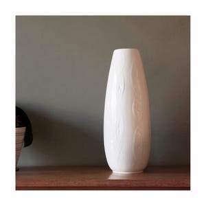 Alka Kunst, Large White Porcelain Vase l Mid-Century Modern Relief Decor, Bavaria Germany