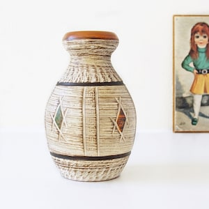 SPEIER Keramik, Mid Century Vase, Abstract Sgrafitto decor, West German Pottery