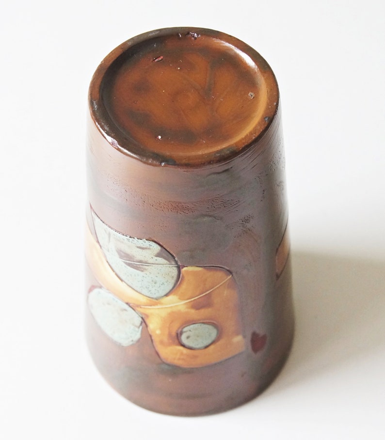 POTTERS Keramiek, Brown Mid Century Vase, Fish decor, Dutch Studio Pottery image 6