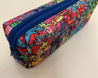 Kaiju City Double Zip Pencil Case