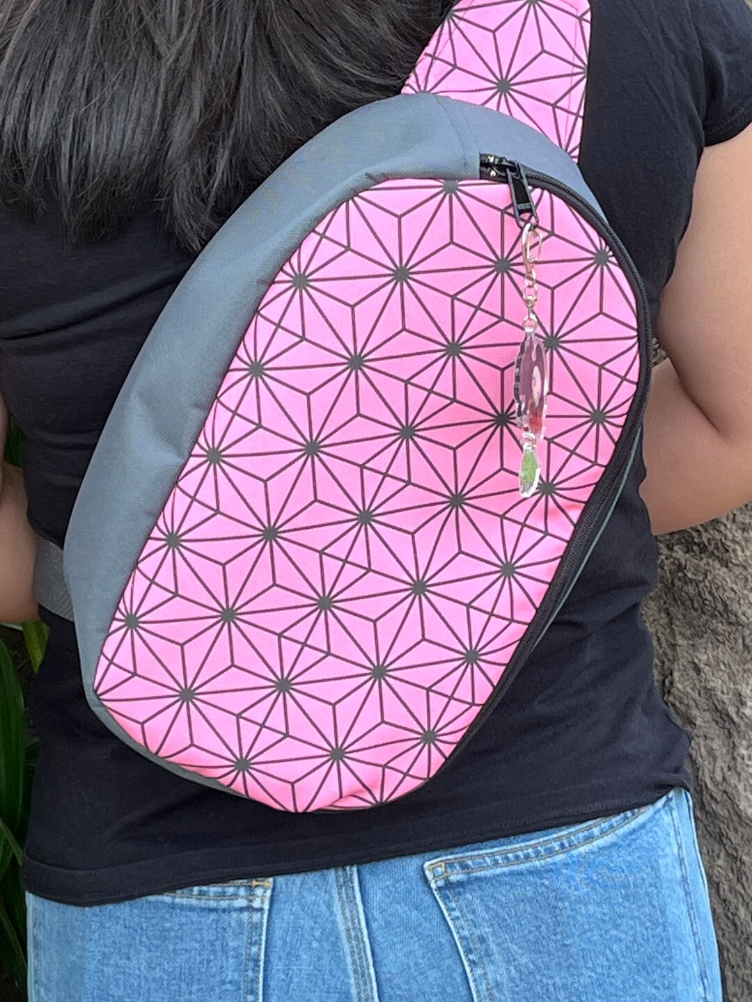 Pink Sashiko Bullet Slingpack Backpack Etsy