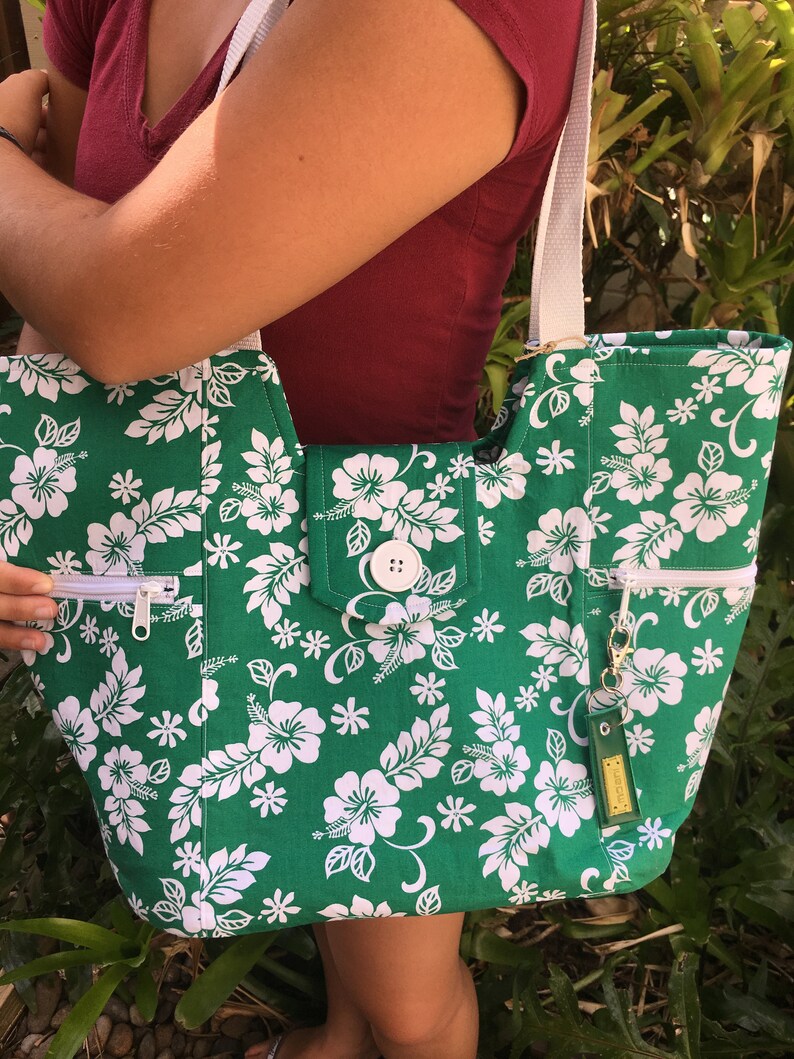 Tropical Green Washable Tote Shopping Bag