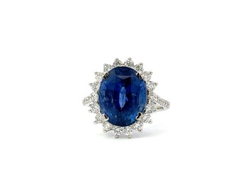 GIA certified natural blue sapphire and diamonds ring