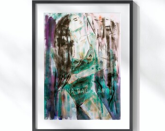 Original Gemälde Weibliche Figur Kunst: Sinnliche Figur