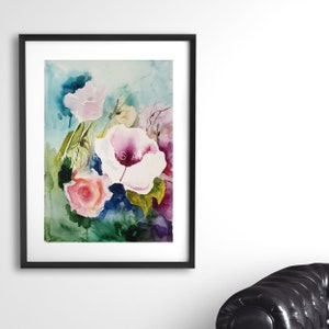 Abstract Floral Painting, Original Watercolor Painting Flowers, Watercolor Abstract Flower Painting, Aquarelle Painting Botanical Watercolor