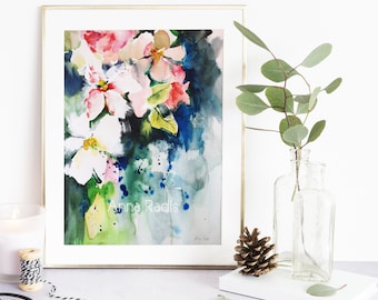 Commission Art Aquarelle Flowers Painting, Original Art Watercolor Floral Wall Art, Abstract Floral Painting, Watercolour Meadow Painting