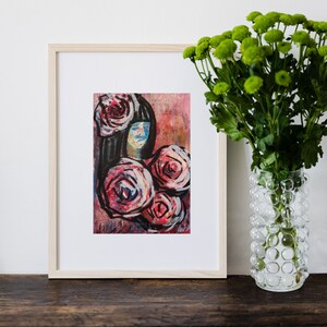 Original Painting Figurative Art Portrait Painting, Female Portrait Face Abstract Art Botanical Portrait Painting Small Figurative Painting