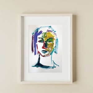 Original Woman Abstract Painting, Woman Figurative Art, Colorful Abstract Portrait, Contemporary Art,  Modern Face Painting, Female Face Art