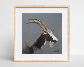 Goat Artwork, Original Minimalist Goat Painting, Goat Portrait On Canvas Board, Farm Animal Art Painting, Farmhouse Decor, Goat Art Gifts