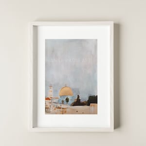 Jerusalem Old City Painting: Holy Land Art with Gold Imitation