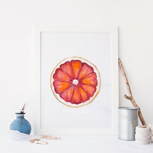 Fruit Painting Grapefruit Art, Original Watercolor Fruit Art, Red Grapefruit Painting, Citrus Wall Art, Grapefruit Print Kitchen Decor image 10