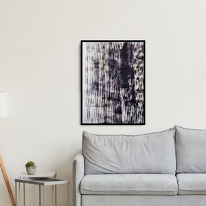 Handmade Japandi Abstract Painting: Black & White Wabi Sabi Art