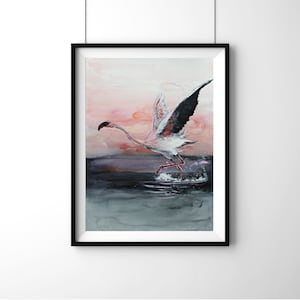 水彩画 原画 フラミンゴの嫁入り 水彩画】原画「静かな時間」F4：332×242 mm #花 絵画