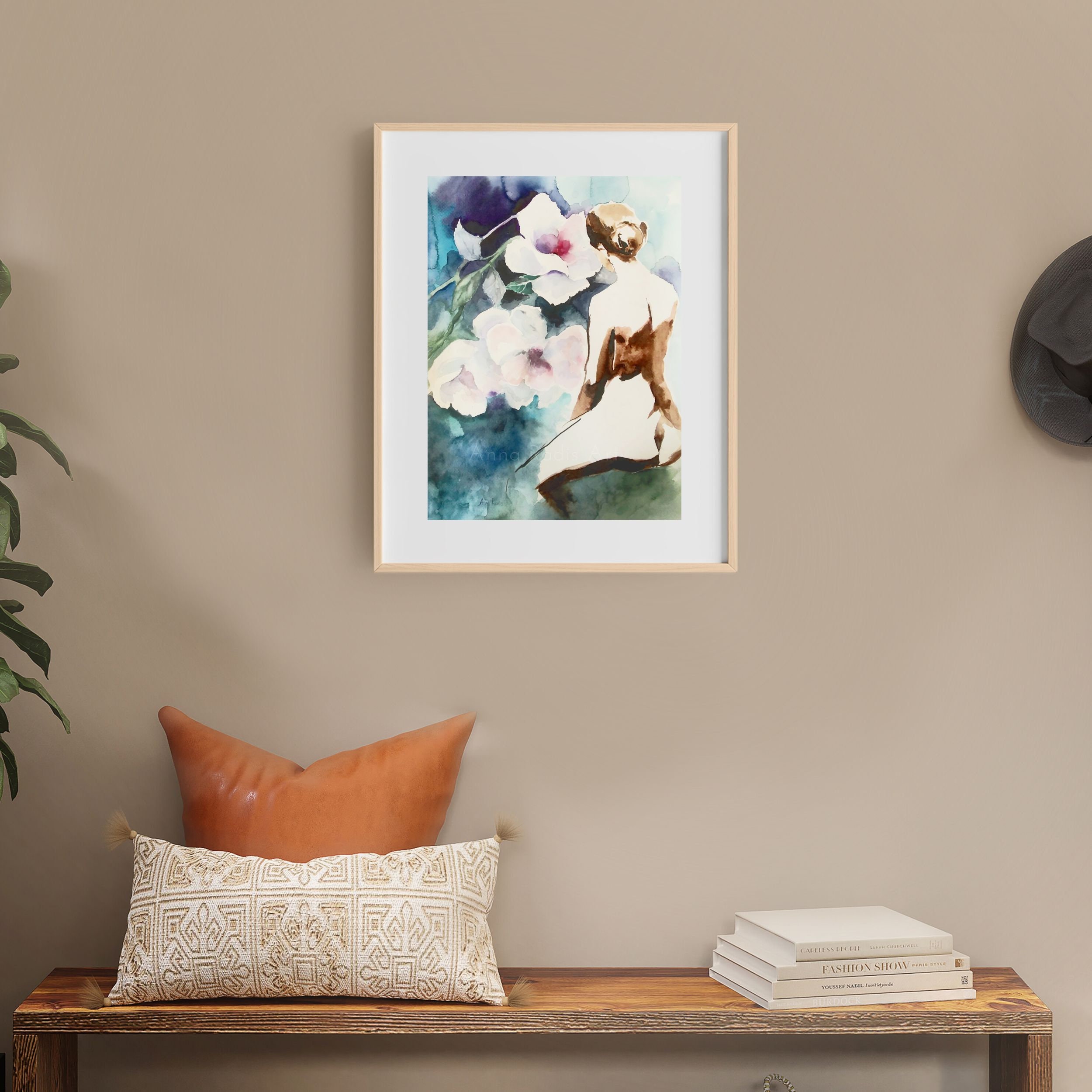 Female Nude Painting Original, Nude Art Woman Watercolor Painting ...