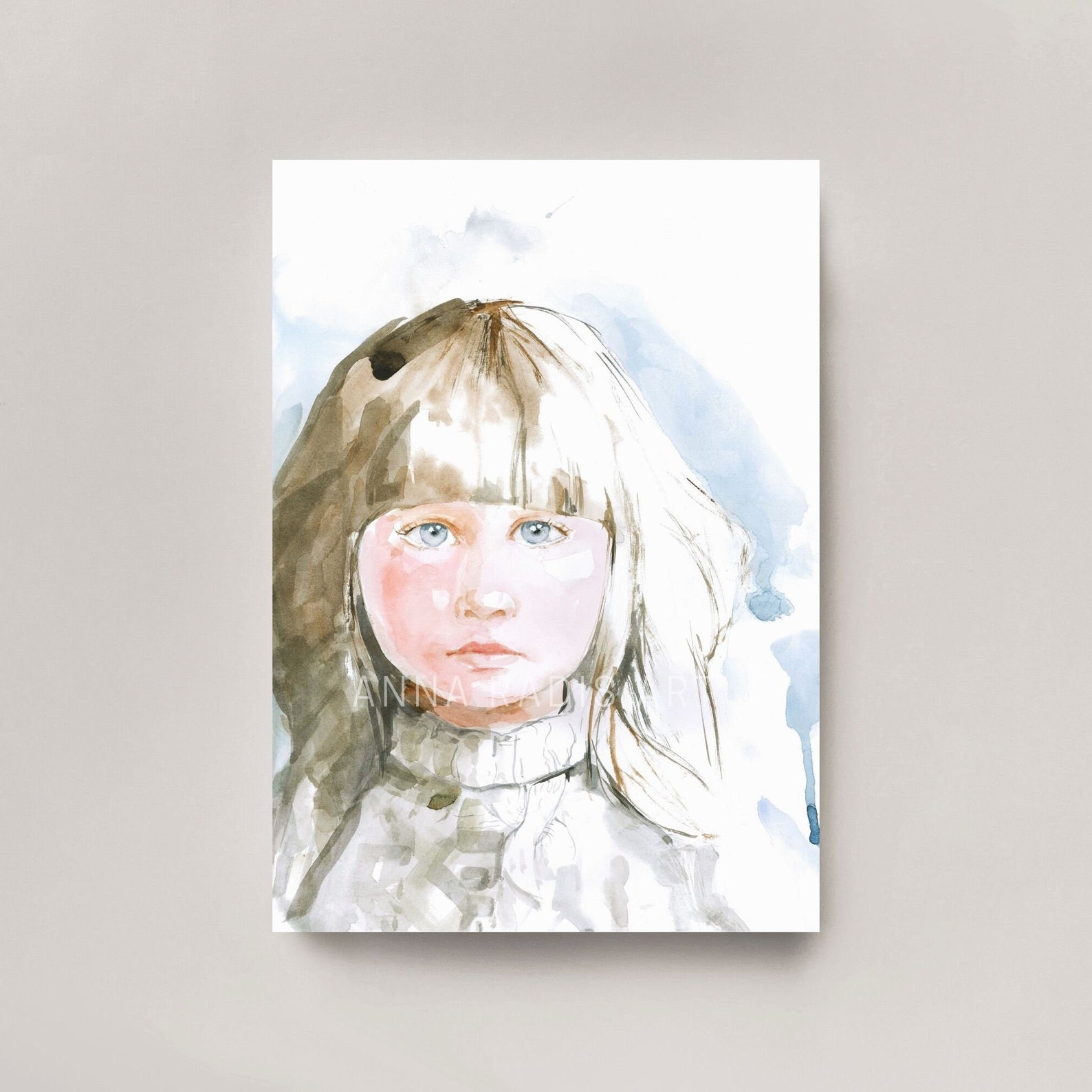 Watercolor Portrait Painting, Little Girl Wall Art, Toddler Girl Room ...