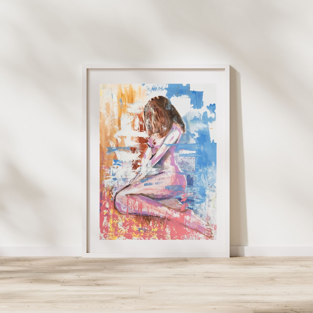 Nude Woman Painting, Naked Woman Painting, Abstract Figure Female Nude Art, Original Painting