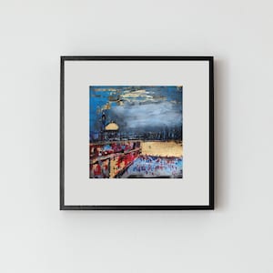 Israel Art Jeruzalem schilderij Joodse kunst wordt afgedrukt, kunst uit Israël, moderne judaica kotel schilderij, joods huwelijkscadeau judaica schilderij