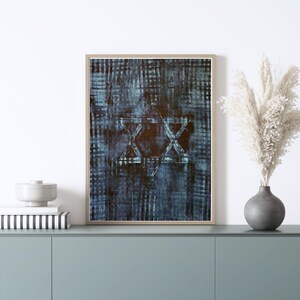 Modern Jewish Art Judaica Art Star Of David Original Painting, Israel Art Modern Judaica Magen David Art From Israel Judaica Wall Art