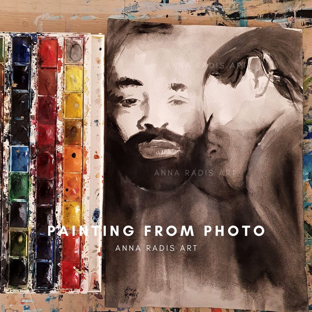 Watercolor Painting From Photo, Commission Portrait, Couples Portrait