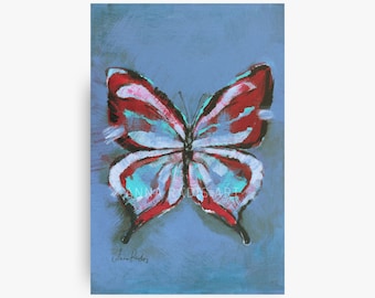 Blue Butterfly Acrylic Painting: Original Art on 6x6 Canvas - Etsy