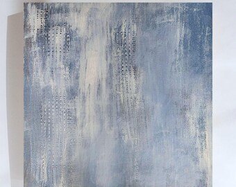 Dusty Blue Abstract Painting: Calming Wall Art Textured Original Modern Artwork
