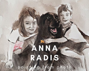 Personalized painting from photo, Child illustration,  Custom family painting, Couple painting from picture, Mom and child aquarelle art