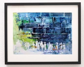 Modern Jewish Art Kotel Painting, Judaica Art, Israeli Art Jerusalem Painting, Israel Art, Israel Painting, Modern Judaica Art From Israel