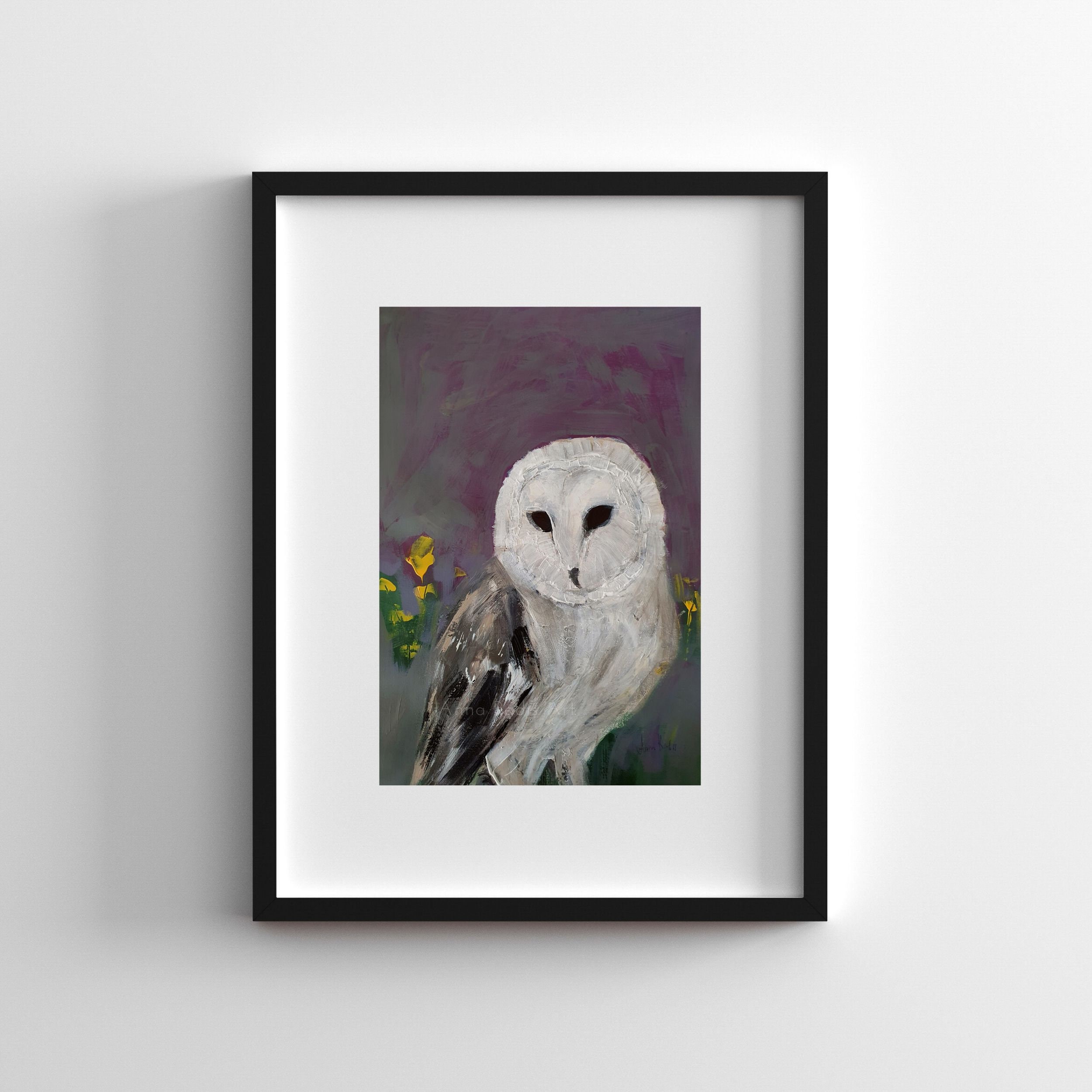Barn Owl Art Acrylic Painting Original, Barn Owl Artwork, Abstract Bird Art Impressionism Art, Barn