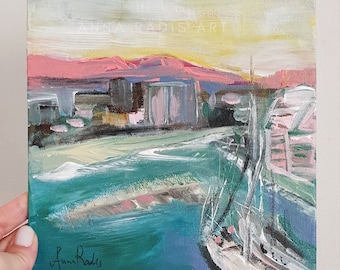 Hong Kong Cityscape Painting: Original Acrylic Impressionism Art