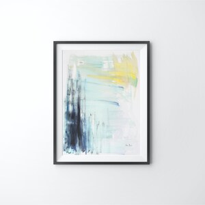 Original Art Watercolor Abstract Painting, White Blue Art Minimal Seascape Painting, Scandinavian Fine Art, Minimalism Wall Art Handpainted