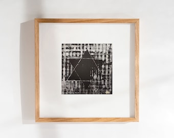 Jewish Painting: Modern Judaica Wall Art, Black and Silver Painting Star Of David Abstract