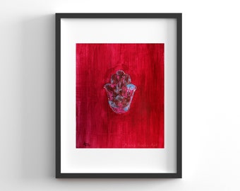 Hamsa Hand Print: Jewish Protection Spell Art from Israel
