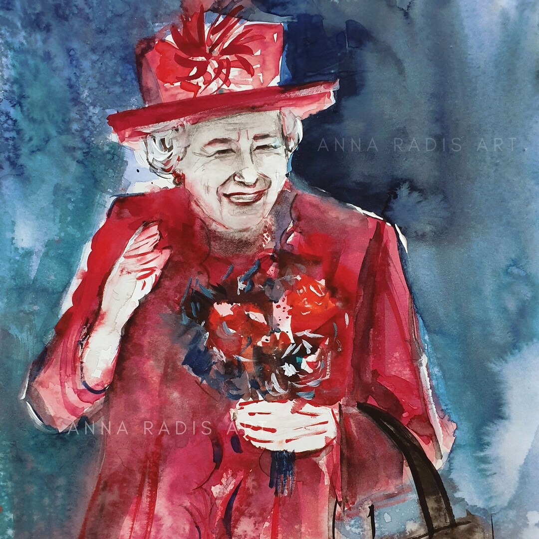 Queen Elizabeth II Portrait Painting Original, Queen Elizabeth Artwork