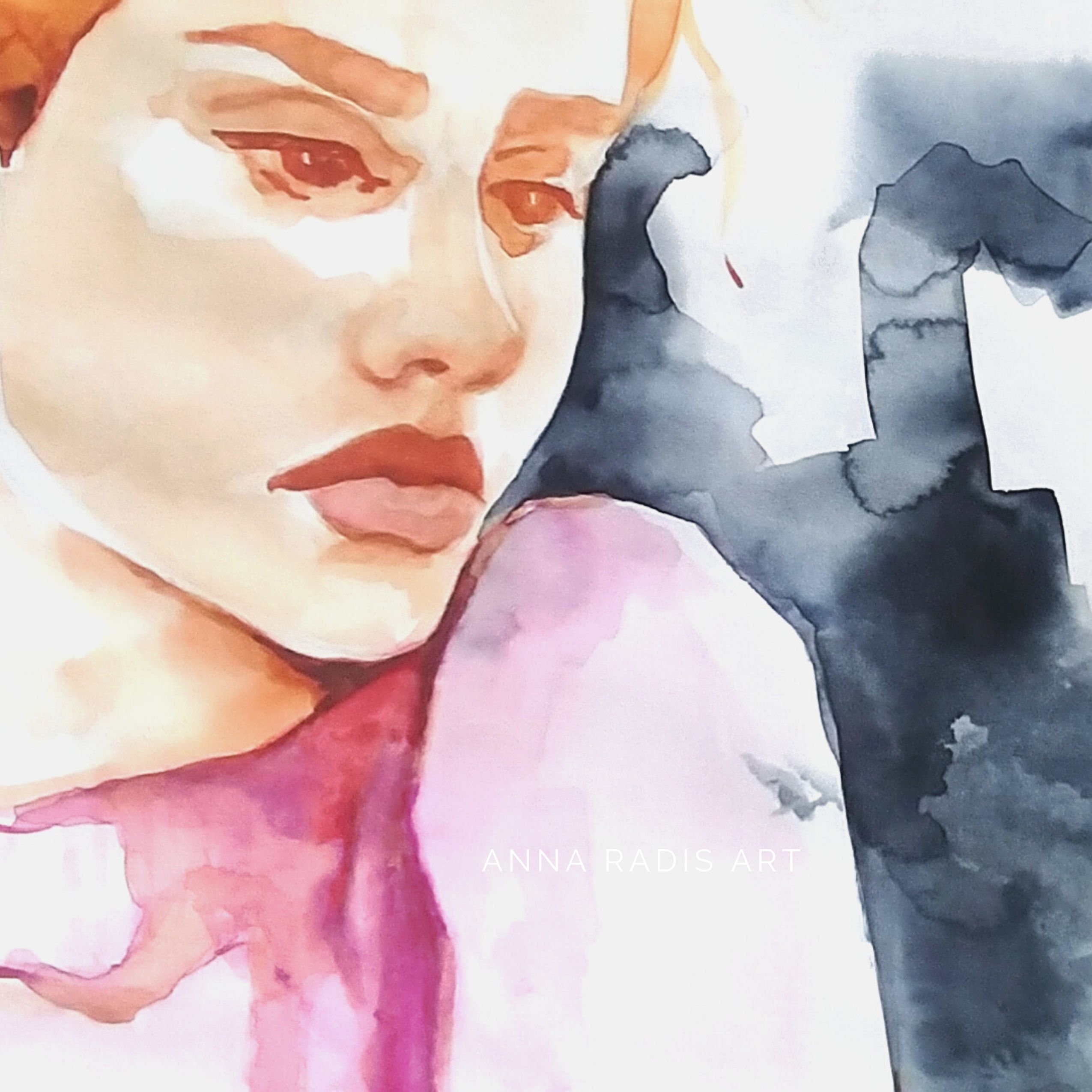 Original Art Portrait Painting, Ginger Hair Portrait Female, Figurative