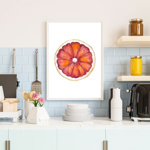 Fruit Painting Grapefruit Art, Original Watercolor Fruit Art, Red Grapefruit Painting, Citrus Wall Art, Grapefruit Print Kitchen Decor image 9