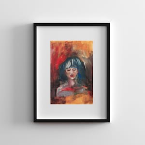 Mini Abstract Portrait Painting, Small Female Figure Art, Figurative Art Woman Painting, Abstract Face Feminine Art Figurative Painting