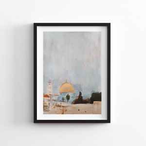 Jewish Gifts Jerusalem Painting, Jewish Art Made In Israel, Jerusalem Wall Art Minimalist Judaica Gifts, Israel Art Online Judaica Store