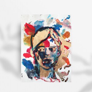 Original Art Woman Portrait, Abstract Portrait Original, Small Figurative Woman Art, Women Abstract Portrait, Female Face Abstract Artwork