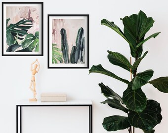 Original figürliche botanische Portraitmalerei: handgefertigtes Produkt Tropische Wandkunst