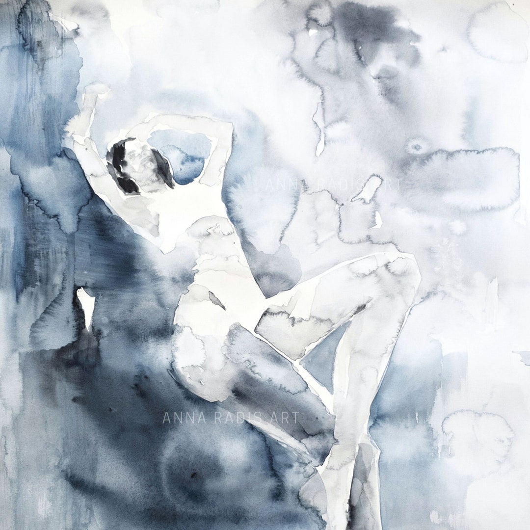Watercolor Painting Female Figure, Figurative Painting, Female Body Wall Art, Abstract Body