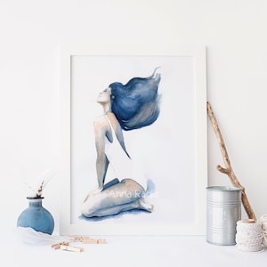 Woman Body Painting Beach Girl Art Figurative Art, Girl in Bikini Beach Summer Painting, Female Figure Painting Female Body Print