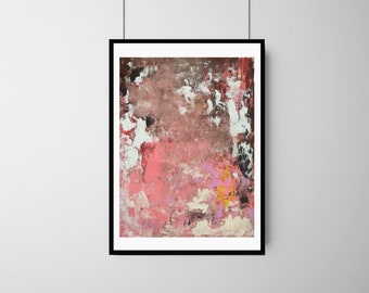 Pink Abstract Original Acrylic Painting On Paper, Original Abstract Pink Painting, Contemporary Art Pink Artwork Scandinavian Art