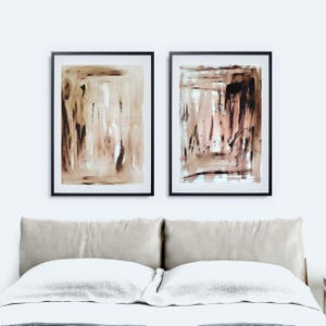 Abstract Diptych Paintings, Brown Abstract Original Painting, Japandi Art Beige Abstract Diptych Artworks For Sale Buy Original Art Online