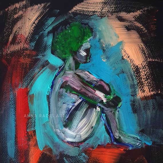 African Woman Nude Art Original Painting Sitting Woman Nude Etsy