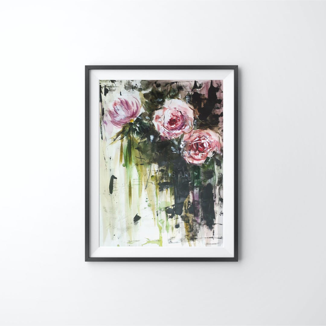 Roses Abstract Floral Painting, Original Abstract Acrylic Flowers ...
